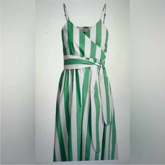 Mara Hoffman Green and White Striped Wrap Dress - Picture 1 of 2